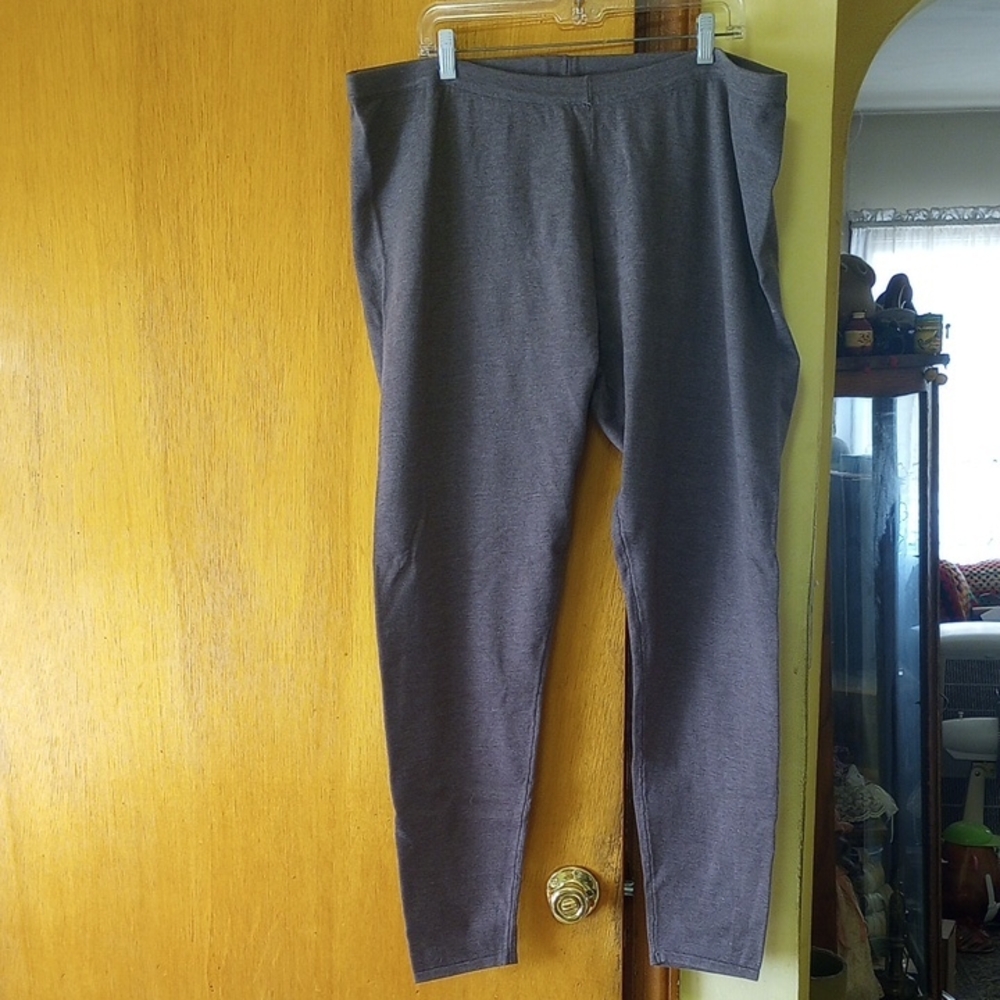 Piper & Blue Size 3X Gray Knit Cotton Blend Pants with Tapered Leg